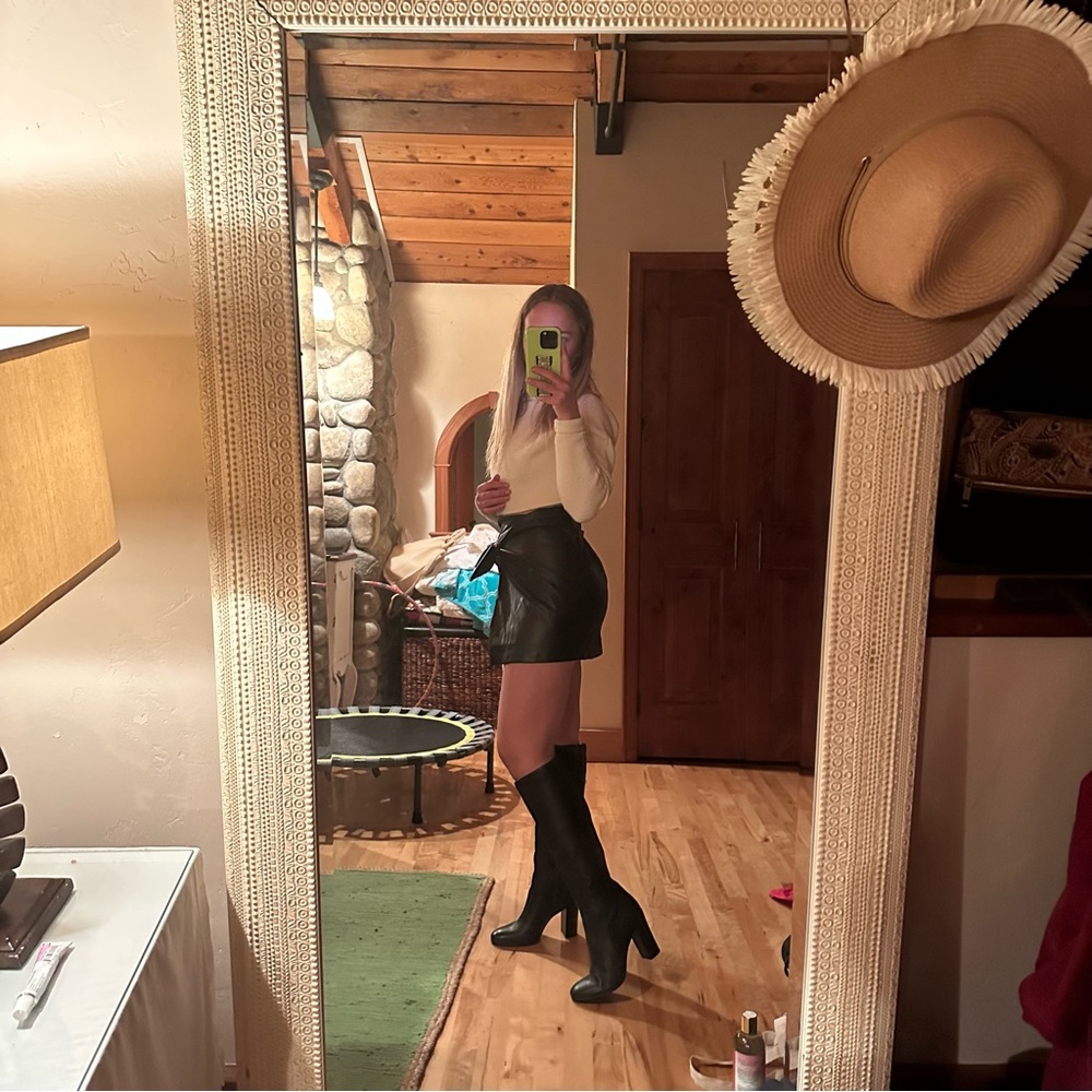 SOLD Genuine Leather Black Knee High Boots